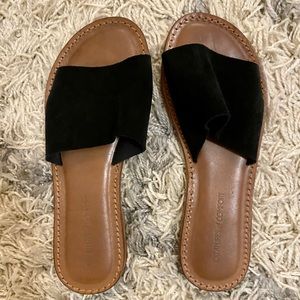 Creatures of Comfort leather x suede slide sandals